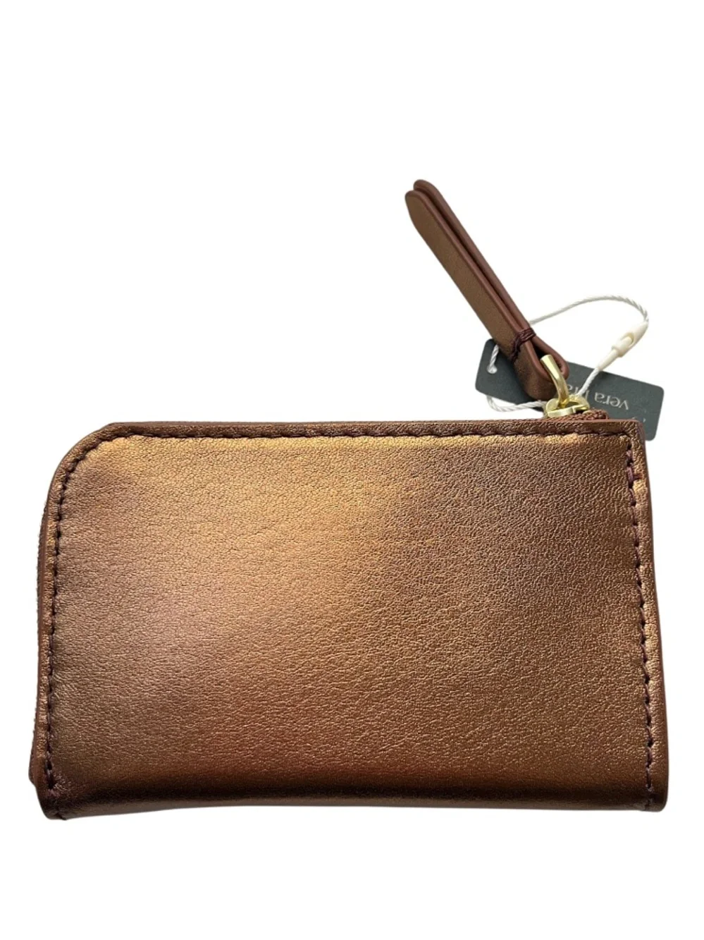 NWT Vera Bradley Full Grain Sheepskin Leather Card Case Pouch Metallic Bronze